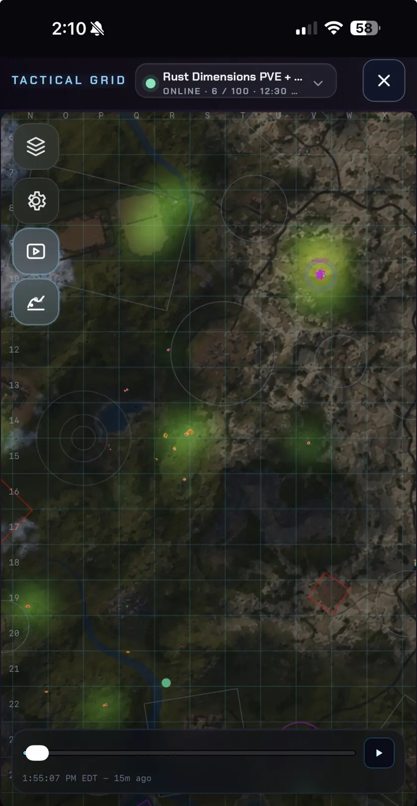 Rust Overwatch tactical grid heatmap overlay on mobile.