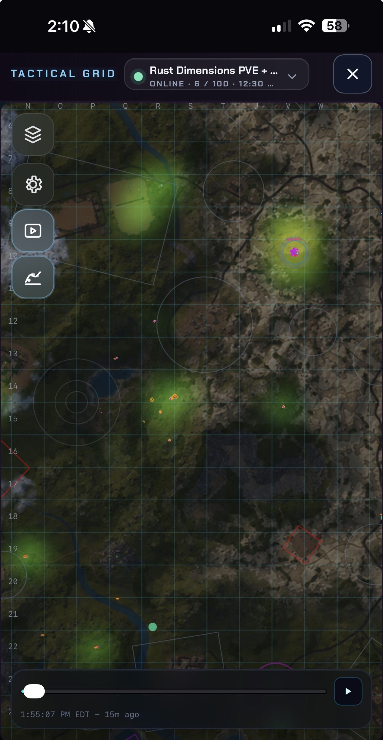 Rust Overwatch Tactical Grid heatmap and player movement view.