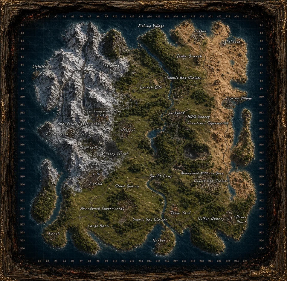 Current Rust Dimensions server map